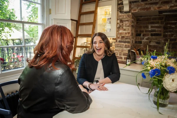 Natalia laughing with Lorraine